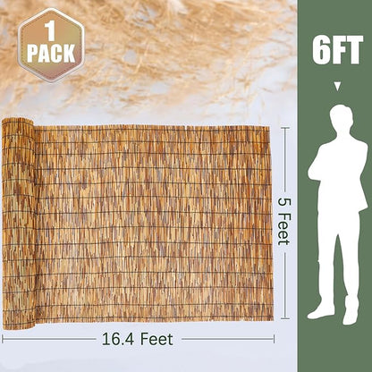 Barydat 1 Pcs 5 x 16.4 ft Reed Fence Roll, 85% Shade Bamboo Privacy Screen - Image 2