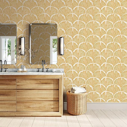 Tempaper x Novogratz Golden Mustard Feather Palm Removable Peel and Stick - Image 2
