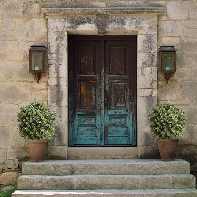 Artificial Topiary Ball Tree, 2 Pack Artificial Plants Outdoor, Ball Shaped Boxwood Topiary, Artificial Shrubs Potted for Indoor and Outdoor (22inch)