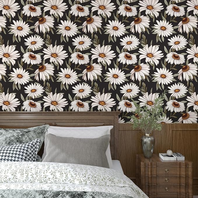 Daisy Floral Wallpaper Peel and Stick Boho Wallpaper - Image 4