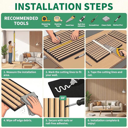 Wood Slat Acoustic Panels, 4 Pack 94" x 8"/ 240 x20cm Wood Wall Panels - Image 5