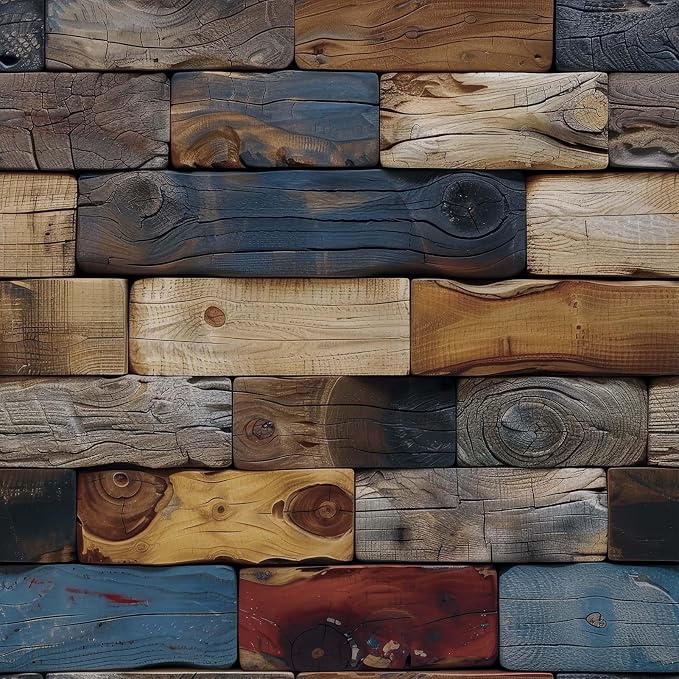 FLFK Wood Bricks Wallpaper Peel and Stick Removable Vintage Wallpaper 16" x by FLFK