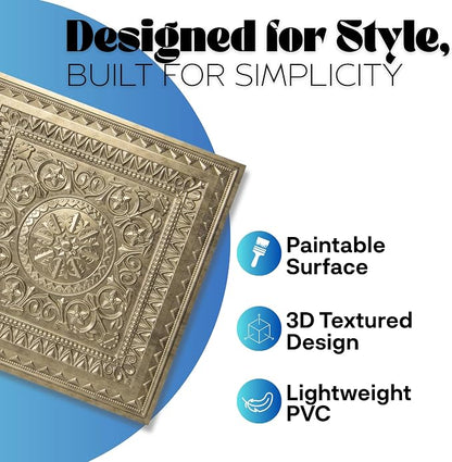 Art3d 12-Pack PVC Drop Ceiling Tiles, 2ft x 2ft - Image 3