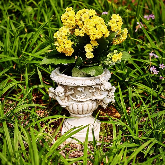 Cherub Angel Planters, Cherub Planter Flower Pots with Drain Hole for All House Plants, Patio Yard Decor, Polyresin, 8.46" H