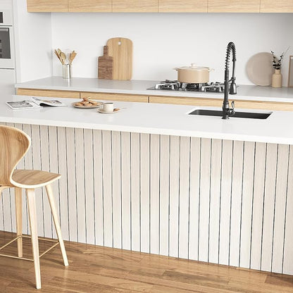 VEELIKE Wide White Oak Wood Slat Wall Panels Peel and Stick 3D Wood Panel - Image 7