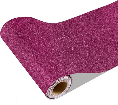 CRE8TIVE Deep Pink Glitter Wallpaper Border Peel and Stick Wall Border Stickers by CRE8TIVE