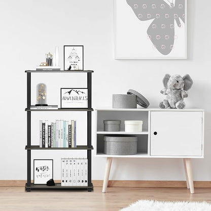 Furinno TURN-S-TUBE Storage Shelves, 4-Tier Book Shelf, Corner Shelf, Toolless - Image 2
