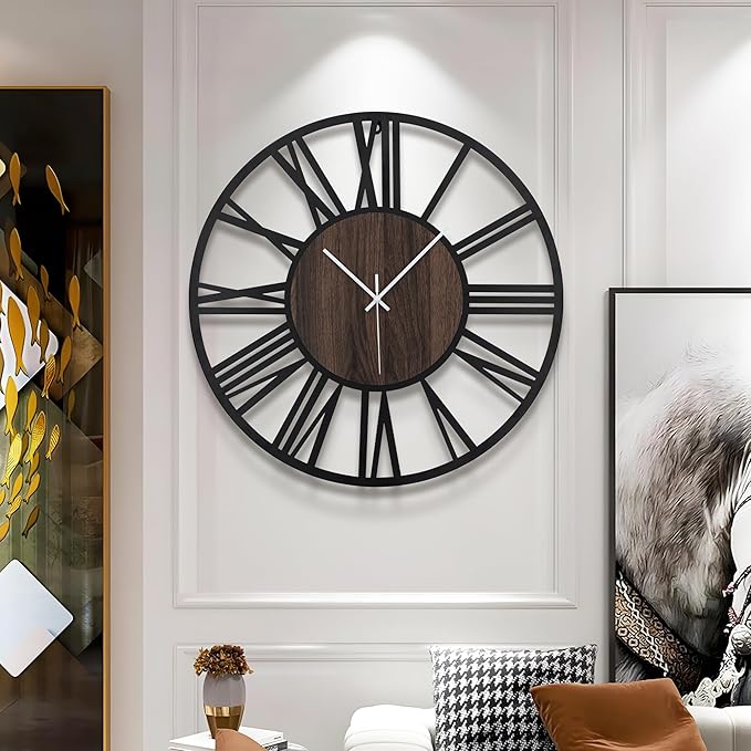 Large Wall Clock for Living Room Decor, 24 Inch Non Ticking Silent, Battery - Image 3