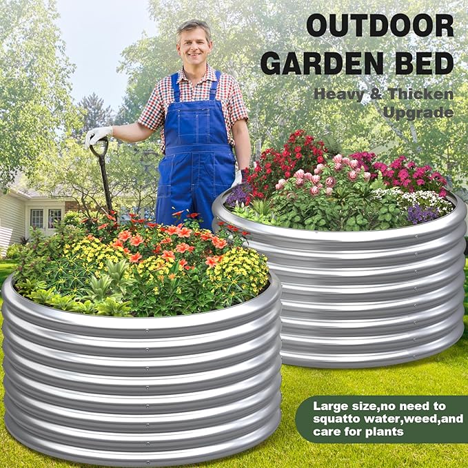 3 Pack 3×3×2ft Galvanized Raised Garden Bed Outdoor, Metal Garden Bed for Vegetables, Above Ground Garden Box for Flower, Steel Raised Beds for Gardening