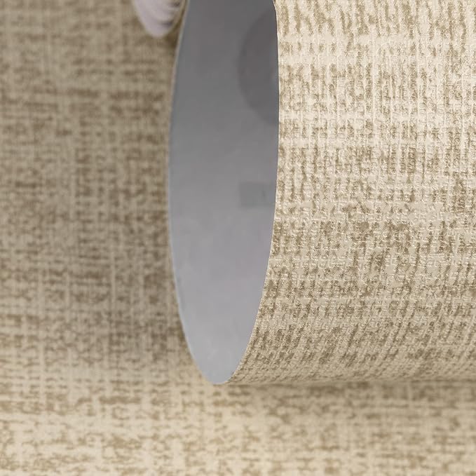 TANONE Khaki Contact Paper Peel and Stick Wallpaper, Grasscloth Beige Wallpaper - Image 2