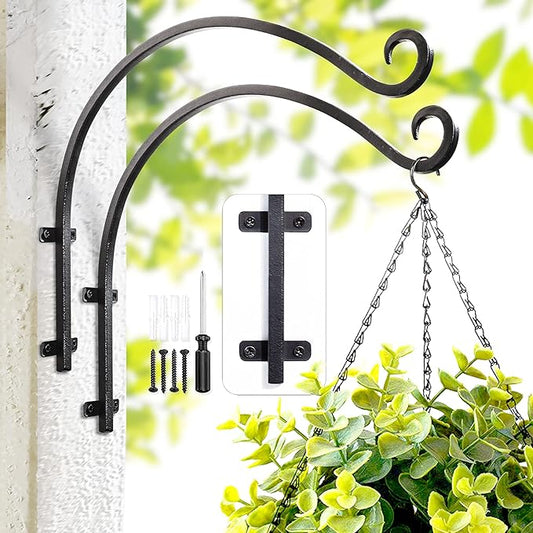 Heavy Duty Hanging Plant Bracket: Outdoor Hand-Forged Hanging Plant Bracket Hook - 16Inch Black Bird Feeder Bracket