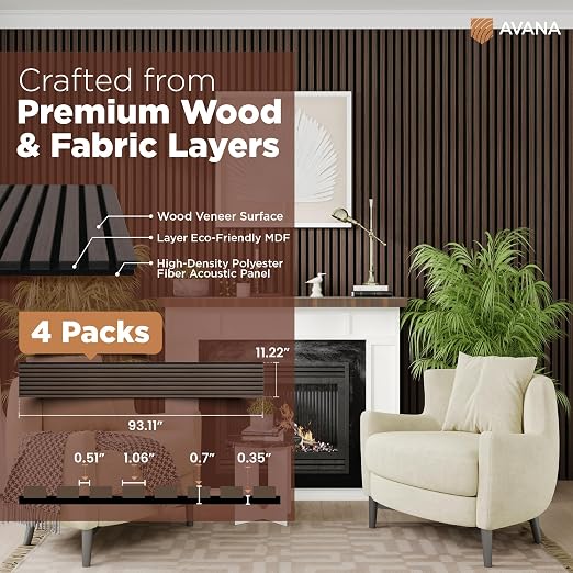 Avana Acoustic Wood Wall Panels – 93.2x11.25 Inch Panels – Fits 94x12 Layout – - Image 4