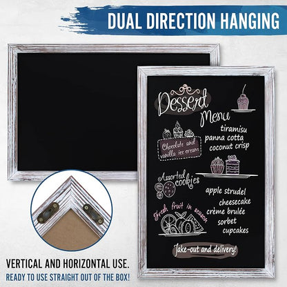 HBCY Creations 11" x 17" Whitewash Solid Wood Frame Wall Chalkboard, Magnetic - Image 3