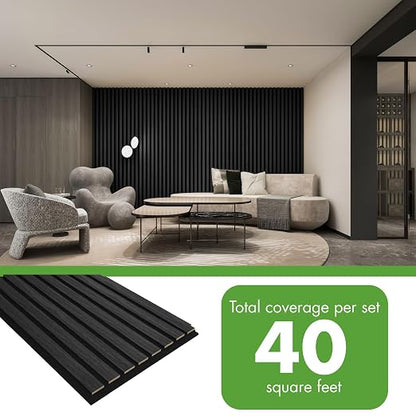 Art3d 20-Pack 12" x 24" Soundproof Wood Slat Panels, 40 sq.ft Acoustic Wall - Image 4