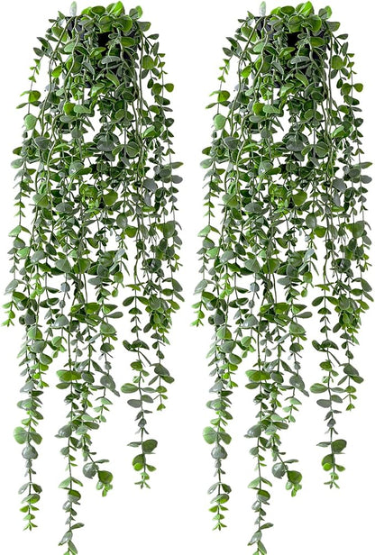 Artificial Hanging Plant 2 Pcs Faux Plant Ivy Vine Faux Eucalyptus Vines Fake - Image 7