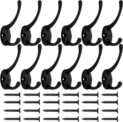 IBosins 12 Pack Black Coat Hooks Wall Mounted - Image 2