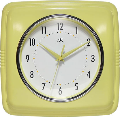 Infinity Instruments Retro Wall Clock – 9-Inch Square, Silent & Non-Ticking – by InfinityInstruments