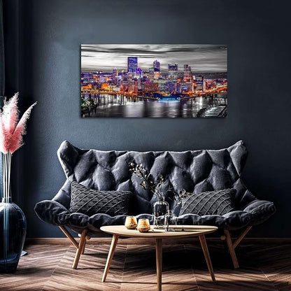 Large Pittsburgh Wall Art Black and White City Skyline Wall Decor - Image 4