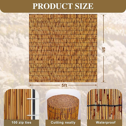Reed Fencing Rolls, Patio Privacy Screen 5 Feet High, Decorative Bamboo Fence - Image 2