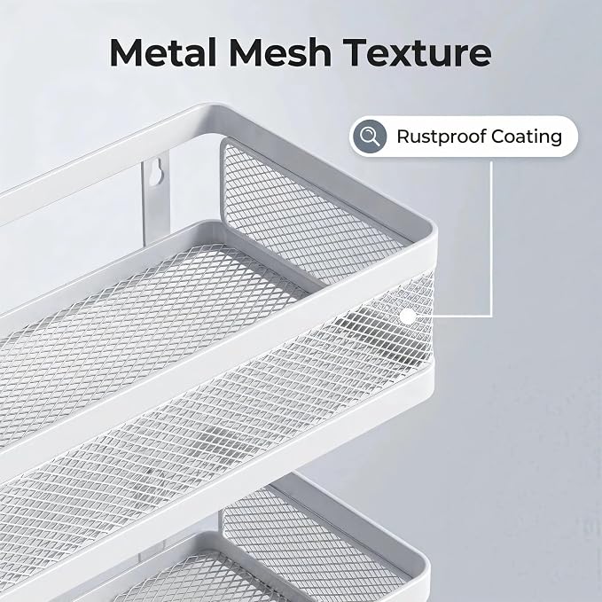 PUSDON 5-in-1 Wide Wall Mount Wrapped Mesh Kitchen Organizer & Shower Caddy Kit - Image 5
