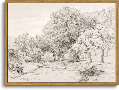 OIQArtOIQ Vintage Landscape Canvas Wall Art Framed Natural Scenery Painting by OIQArtOIQ