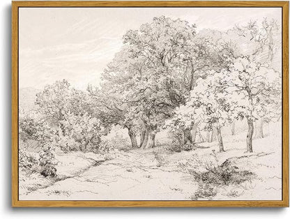 OIQArtOIQ Vintage Landscape Canvas Wall Art Framed Natural Scenery Painting by OIQArtOIQ