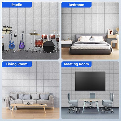 20 Pack Acoustic Panels with Self Adhesive, Soundproof Wall Panels, Square - Image 6