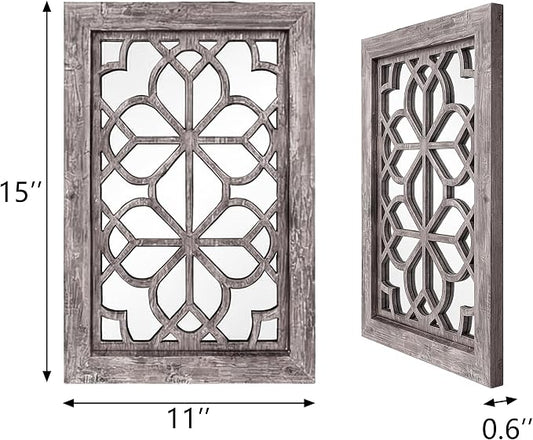 Set of 2 11x15 Inch Rectangular Shatterproof Brown Decorative Wall Mirrors - Image 2