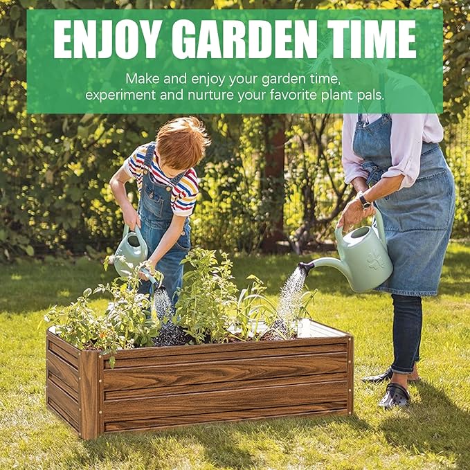 SnugNiture Galvanized Raised Garden Bed 4x4x1FT Outdoor Large Metal Planter Box Steel Kit for Planting Vegetables, Flowers