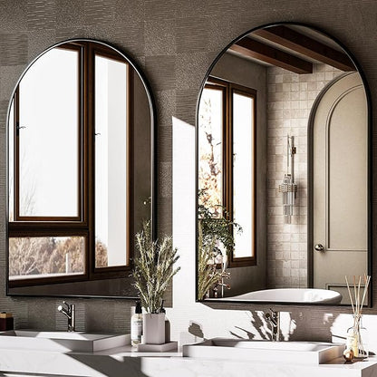 HARRITPURE Arched Wall Mirror 24"x36" – Black Metal Frame Vanity Mirrors - Image 5