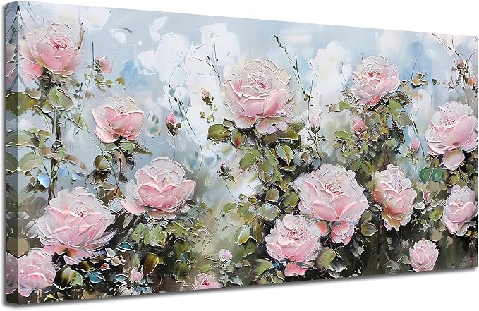 Ardemy Flower Wall Art Canvas Art Wall Decor, Floral Painting Textured Picture by Ardemy