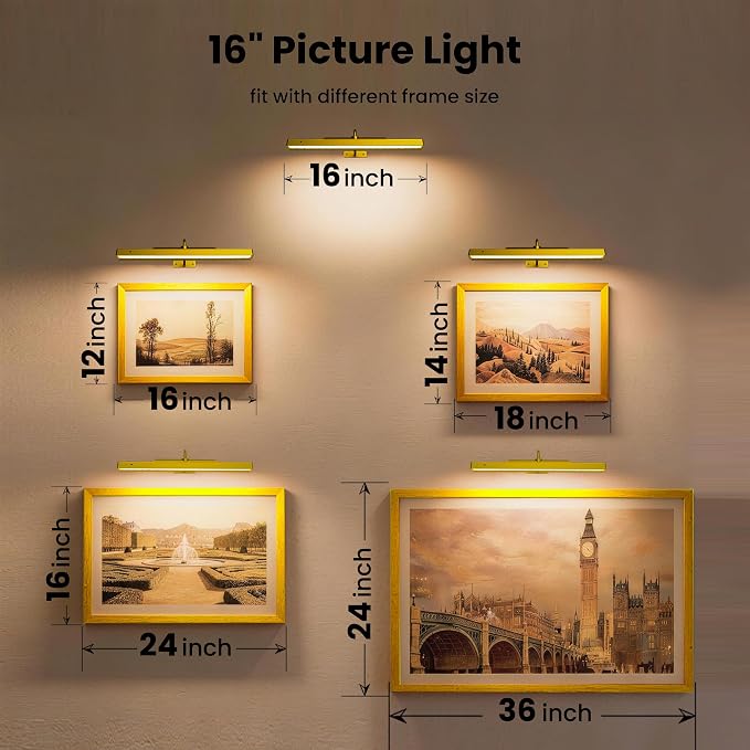 Picture Light Gold 2Pack, 5000mAh Battery Opertated Cordless Picture Lights - Image 9