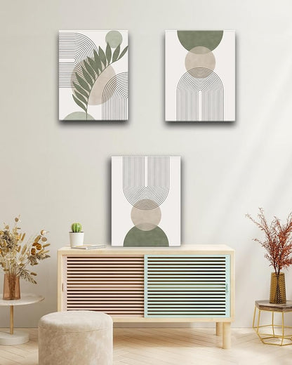 30x40CM Sage Green Boho Wall Art, Framed Canvas Bathroom Wall Art Pictures - Image 6