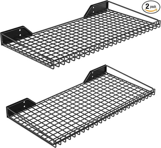 Ultrawall Wall Mounted Storage Shelf for Garage, 2 Pack Metal Shelf Rack, Heavy-Duty Wall Organizer Shelves Suitable for Shop, Shed, Garage 23.5inch x 12inch(Black)