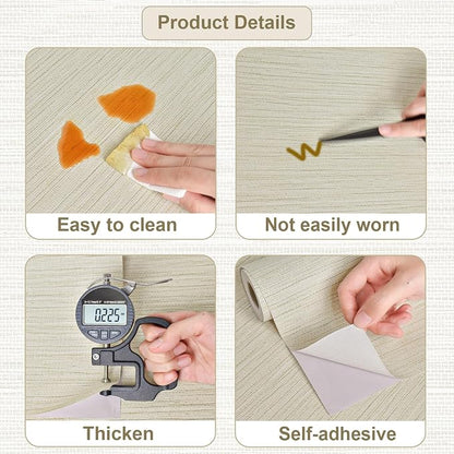 Rugreat Textured Grasscloth Wallpaper Peel and Stick 118inL 17.3inW Beige - Image 3