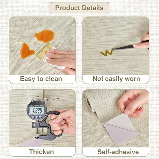 Rugreat Textured Grasscloth Wallpaper Peel and Stick 472inL 17.3inW Beige - Image 2