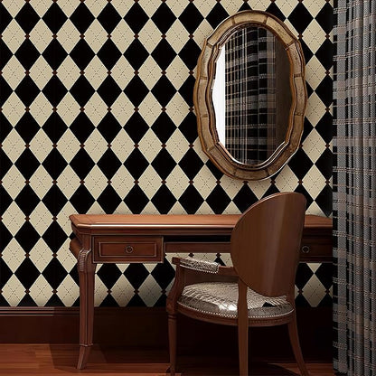 Simon&Siff Retro Checkered Peel and Stick Wallpaper Black and White Wallpaper - Image 4