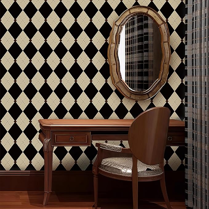 Simon&Siff Retro Checkered Peel and Stick Wallpaper Black and White Wallpaper - Image 2