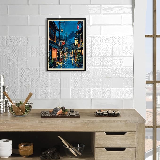Japanese Tokyo Tea House Canvas Wall Art Japanese City Street Cafe Scene - Image 5