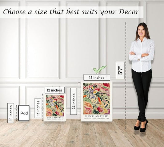 Induslyfe Large Framed Retro Vintage Wall Art Canvas Decor Set of 3, Matisse - Image 2