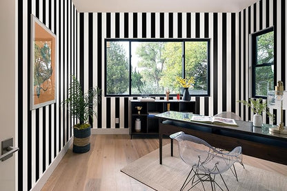 Guvana Stripe Black and White Peel and Stick Wallpaper Self-Adhesive Wallpaper - Image 4