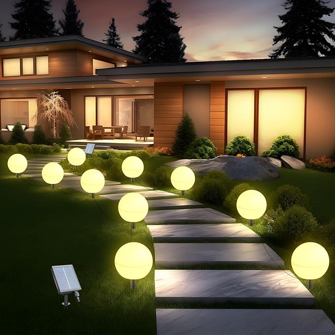 Solar Lights Outdoor Waterproof Decorations, 5 Pack Solar Globe Lights for Outside Color Changing Solar Garden Lights for Christmas Tree Yard Patio Pathway Party Decor