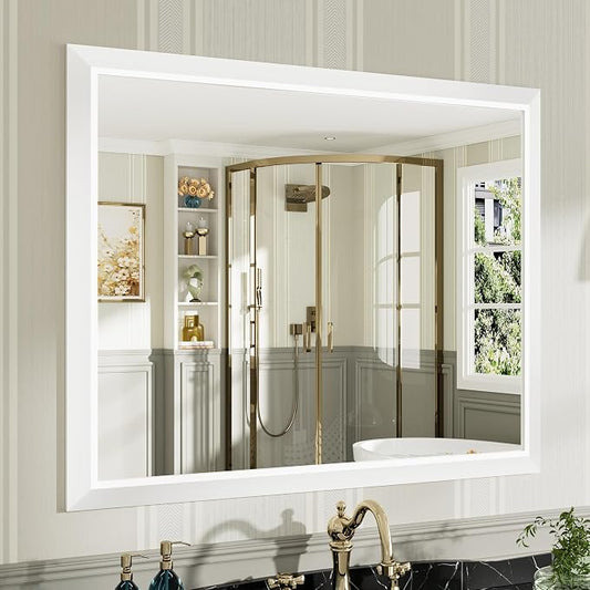 40x32 Inch White Bathroom Mirror by Briivuemodernmirrors