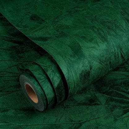 YENHOME 30"X393" Dark Green Velvet Wallpaper Peel and Stick Vintage Green by Yenhome