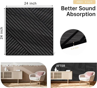 Mollywell Art Acoustic Wall Panels, 24x24 Inch 8 Pack, Wood Veneer, Sound - Image 5