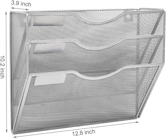 EASEPRES 3 Pocket Mesh Hanging Wall File Organizer, Wall Mounted Mail Paper - Image 2