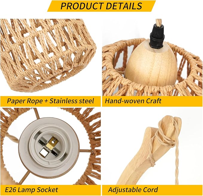 Frideko Plug in Wall Sconces Set of Two Hand Woven Lamp - Image 5