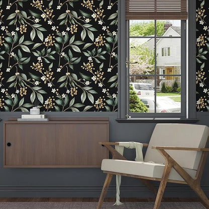 Dark Peel and Stick Wallpaper Vintage – Dark Green Leaf Removable Self-Adhesive - Image 3