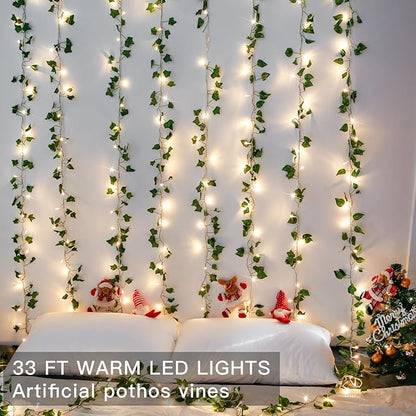 suddus Vine with Fairy Light Plug in, 33ft 100 LED Pothos String Lights - Image 2