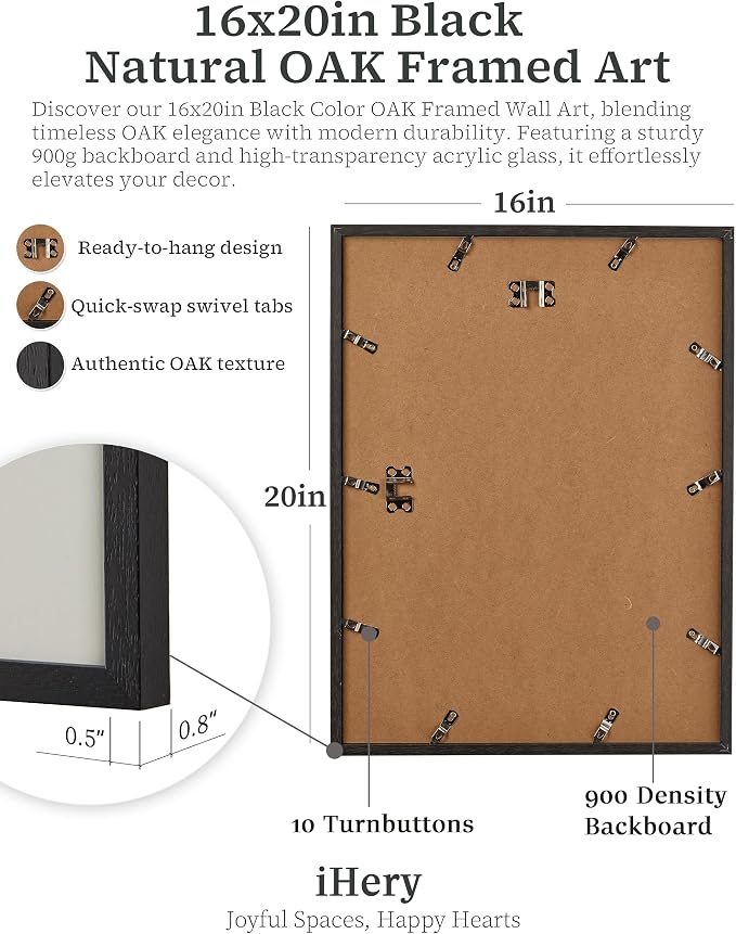 iHery Premium 16x20in Natural Black OAK Wood Trendy Every Hour is Happy Hour - Image 5